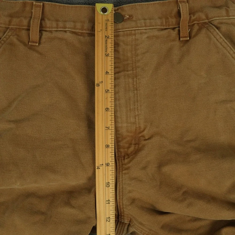 Carhartt B111 Carpenter Pants Men 36x32(34x31) Brown Flannel Lined Duck Canvas